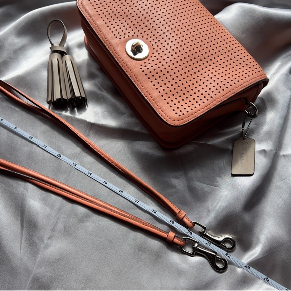 Coach Women’s Legacy Coral Perforated Leather Penelope Shoulder Crossbody Bag - Picture 13 of 13